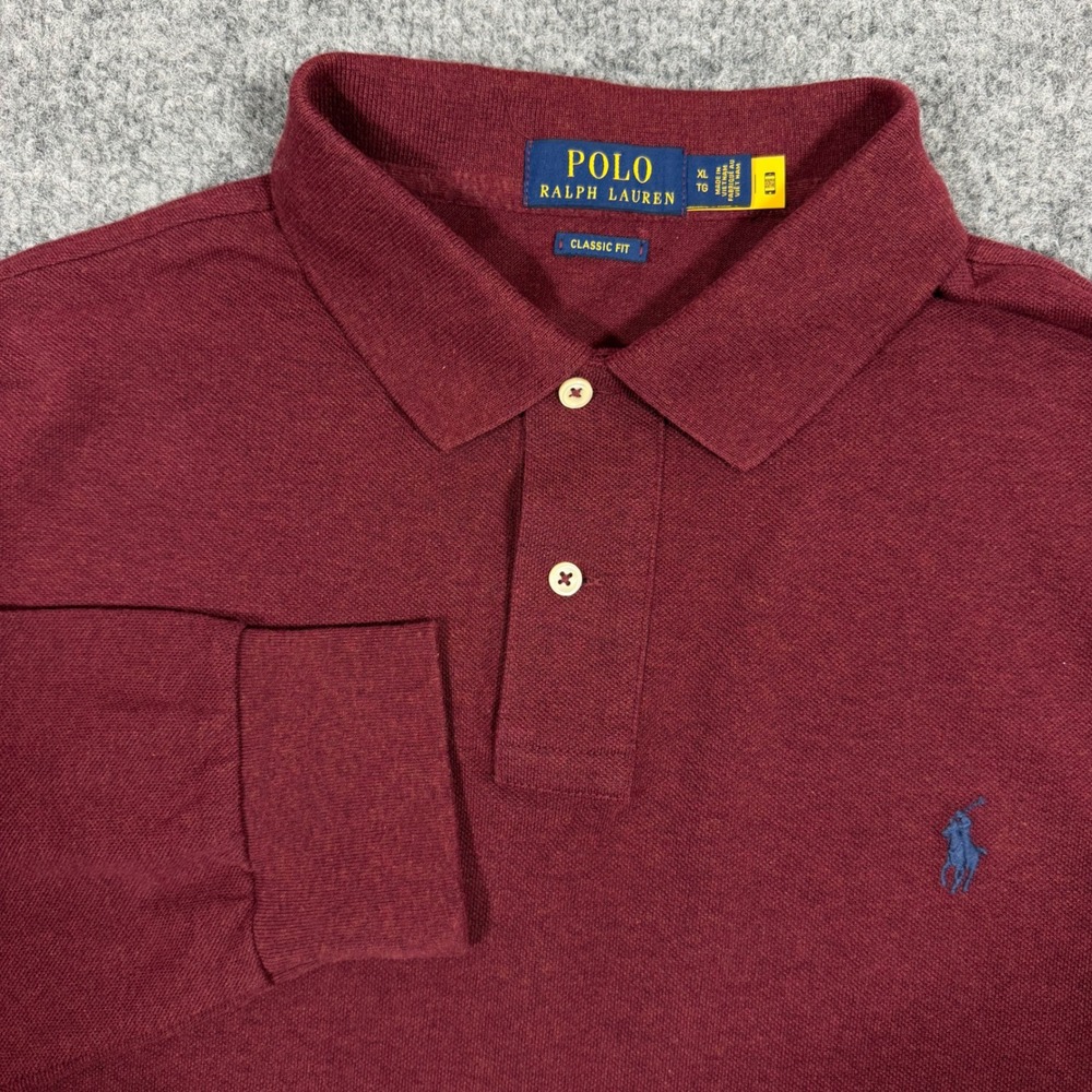 Polo Ralph Lauren Long Sleeve Polo Classic Fit Mens XL Burgundy Cotton NWOT